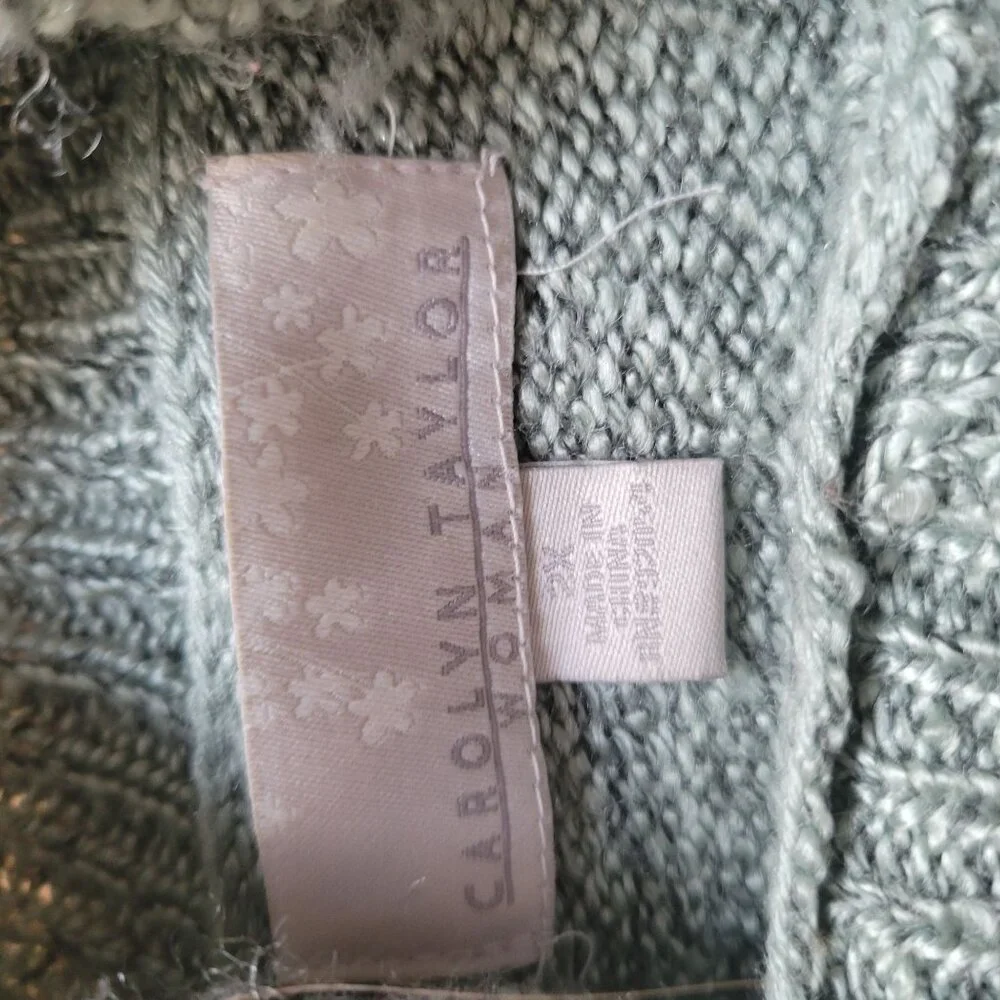 Carolyn Taylor Womens Green Cable Knit Pullover Sweater With Button Accents - Si - Picture 4 of 4